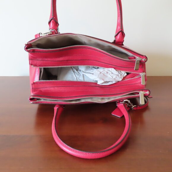 COACH Pinnacle Harper grenadine red embossed lizard tote bag satchel EUC 23572 - Picture 8 of 16